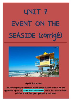 Unit 7 Corrigé Event On The Seaside