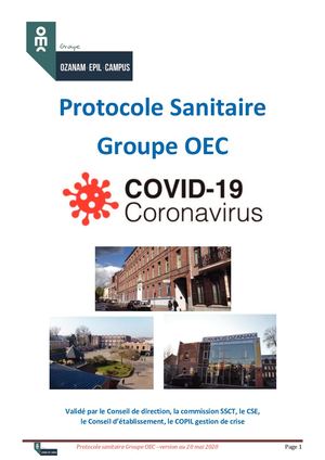 Protocole Sanitaire Et De Reprise Groupe Oec Covid 19 Version Au 20 Mai 2020