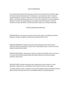 Que Es Un Desayuno Jl