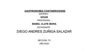 trabajo de educación para el hogar comidas típicas