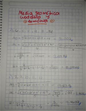 Media Geometrica, Cuadratica, Armonica
