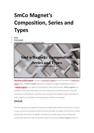 Sm Co Magnet’s Composition, Series And Types