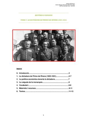 Tema 7: la dictadura de Primo de Rivera