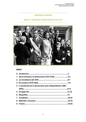 Tema 10: Transició i Democràcia