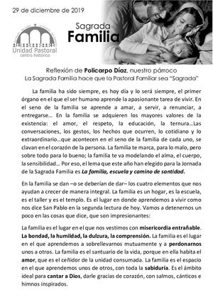 29 Diciembre - Sagrada Familia