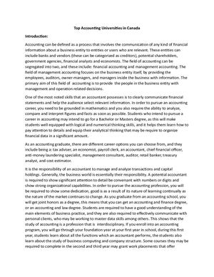 Top Accounting Universities In Canada