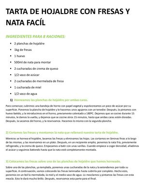 Tarta De Hojaldre Con Fresas Y Nata Facíl