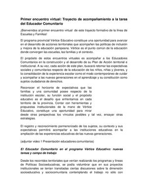 Educadores Comunitarios Primer Encuentro Virtual