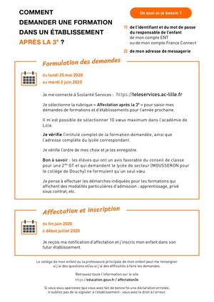 Téléservices 3e − Demander une formation en lycée