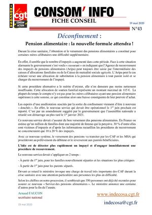 Consom'info N°43 Déconfinement Pension Alimentaire