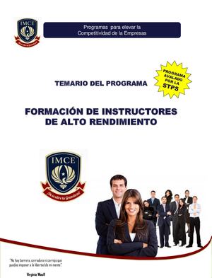 Formacion De Instructores  de Alto Impacto - IMCE 2020