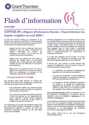 Tax Alert - COVID Et Report D'échéances Fiscales