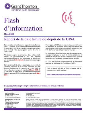 Tax Alert - Report De La Date Limite De Dépôt De La DISA