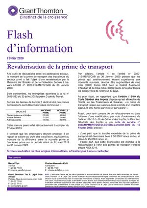 Tax Alert - Revalorisation De La Prime De Transport