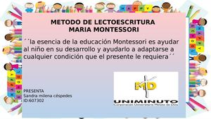 Método De Lectoescritura Segun Montessori