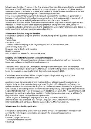Schwarzman Scholars Programme Application 2020/2021
