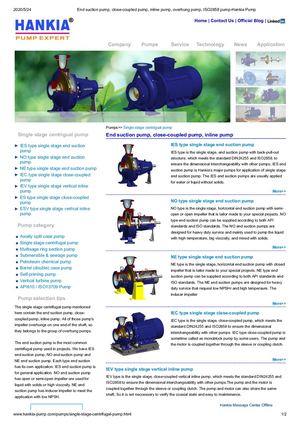 End Suction Pump, Close Coupled Pump, Inline Pump, Overhung Pump, Iso2858 Pump Hankia Pump