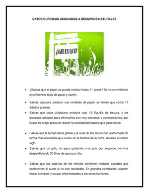 Datos Curiosos Asociados A Recursos Naturales
