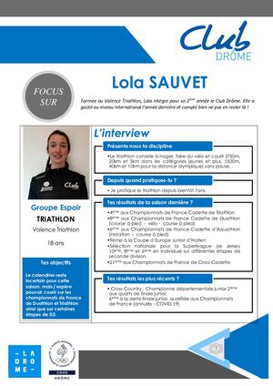 Club Drôme : Lola Sauvet