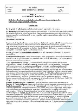 Tema 6: La Población Española