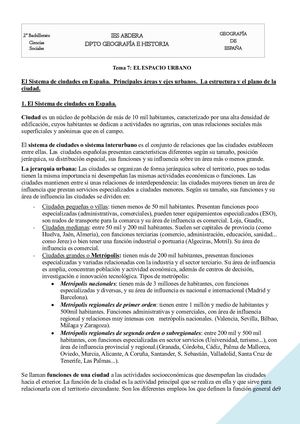 Tema 7: El Espacio Urbano.