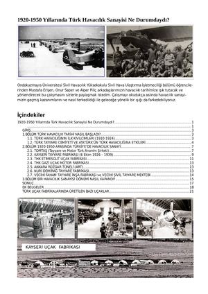 1920 1950 Yıllarında Türk Havacılık Sanayisi