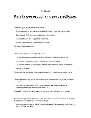 Elin W La Desgraciada Muerte De Un Soñador