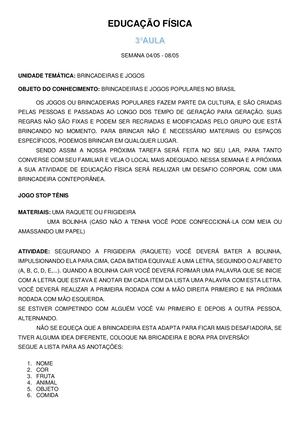 3º Ano Educação Física Manhã 3 Bloco 2 Ok