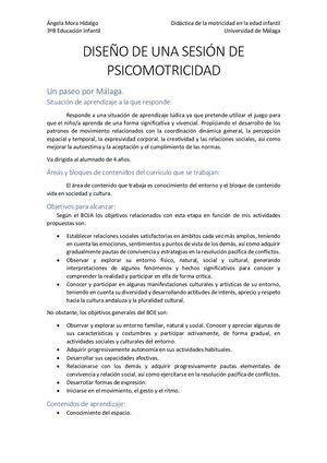 Diseño De Una Sesión De Psicomotricidad