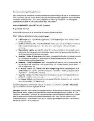 Video De Bernardo Toro, La Etica Del Cuidado