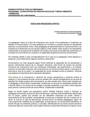 Ensayo De Pedagogia Critica