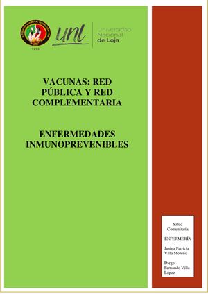 Vacunas de la red pública y complementaria (Ecuador) y enfermedades inmunoprevenibles)