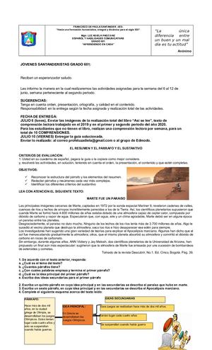 El Sustantivo Y El Resumen