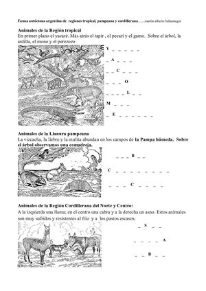 Fauna autóctona argentina de regiones tropical, pampeana y cordillerana