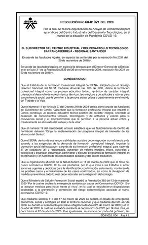 Resolución Apoyos De Alimentación