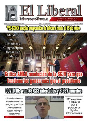 Periodico Liberal Metropolitano 28 Mayo 2020 Numero 130 Tercera Epóca Baja