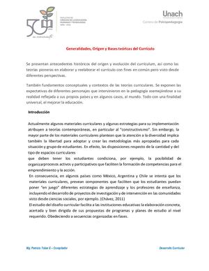 1 Generalidades, Origen Y Bases Teóricas Del Currículo (1)