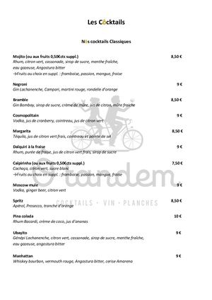 Carte Menu O Tandem