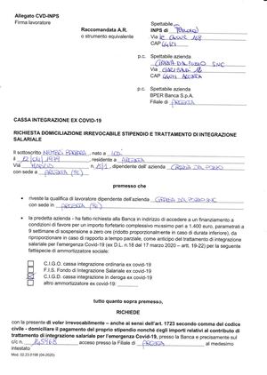 Richiesta Domiciliazione