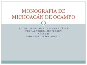 Monografia De Michoacán De Ocampo Pedro Gael Celaya Chávez