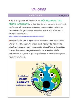 Valores semana 1 al 15 de junio