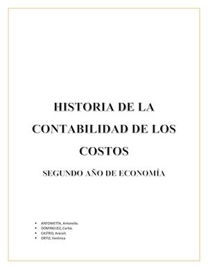 Historia De La Contabilidad De Los Costos