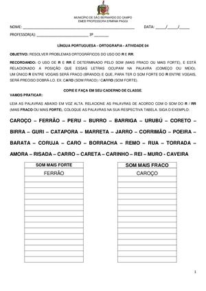 3ºs Anos-Língua Portuguesa-Ortografia