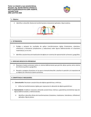 Grado 6 Geometria Sandra Jimenez Guia # 1 Rotación I
