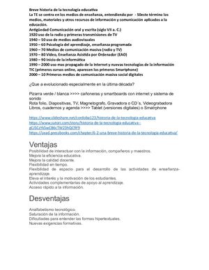 Breve Historia De La Tecnología Educativa