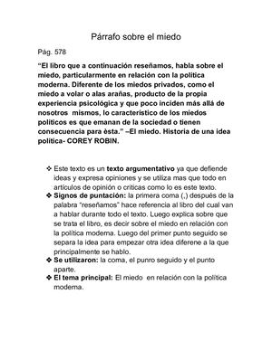 Párrafo Sobre El Miedo