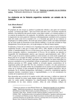 La violencia en la historia argentina reciente: un estado de la cuestión