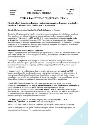 Tema 9: El Sector Pesquero