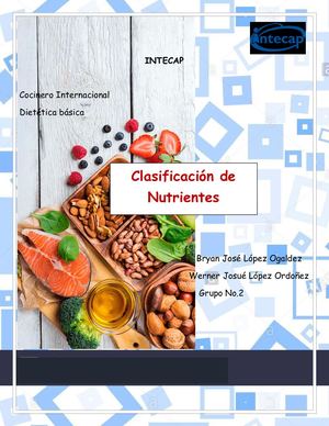 Clasificación De Nutrientes