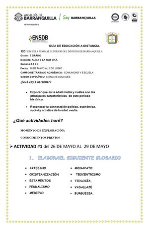 Guía Edad Media Ii Per 7 Grado